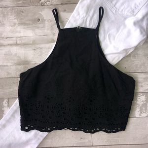 Lucca Couture Eyelet Crop Top